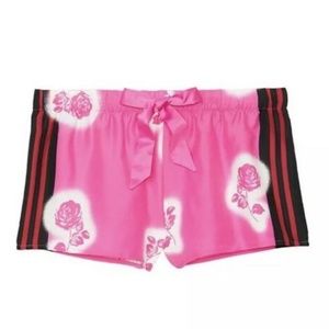 NEW Satin Sleep Shorts Floral Stripes Silk Size XS